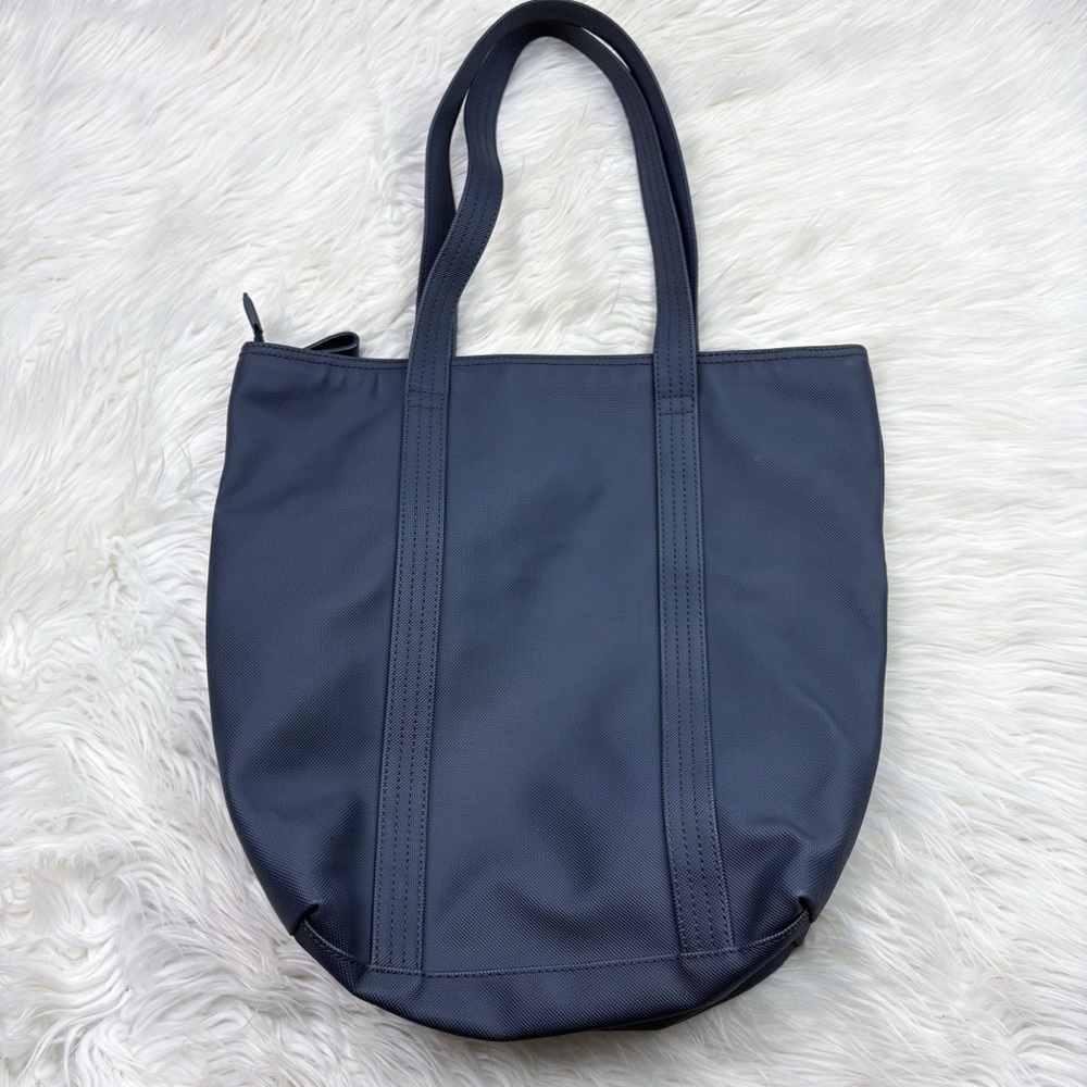 Lacoste Vertical Tote Bag Navy Blue Polyvinyl Chloride Zip Top - Picture 5 of 13